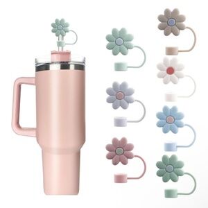 🌼VELACO🌼7 Piece Flower Silicone Straw Toppers/NIB